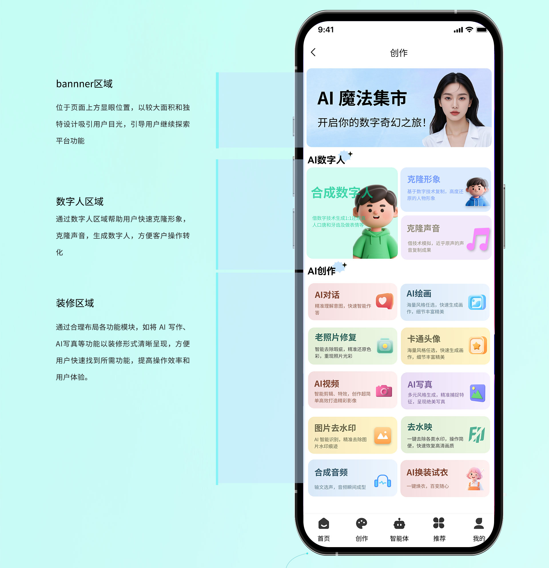 图片[1]-AIGC集成数字人扣子智能体系统开发AI绘画去水印老照片修复AI写真卡通头像-码程云-软件服务平台